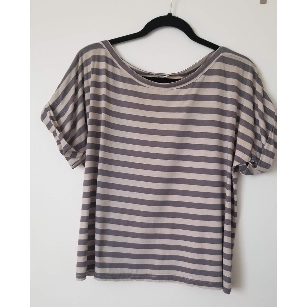 Fossil Brown Striped Flowy Crop